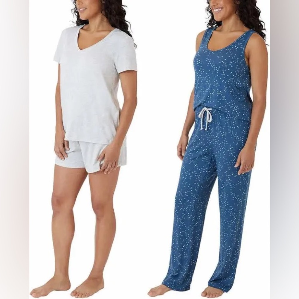 Eddie Bauer Women's 4-Piece Pajama Set: Tank, Tee, Short, Pant Size S